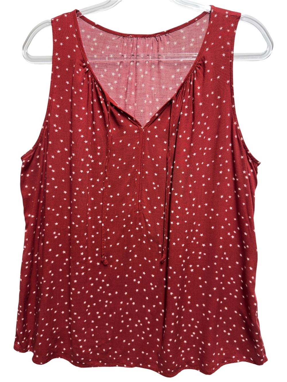 Pure Cotton Rayon Knit Chambray Star Dots Tank Top Blouse